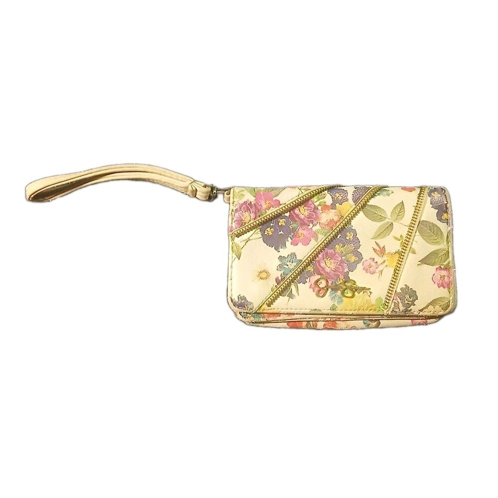 Jessica Simpson Full Size Faux Leather White Floral Wallet